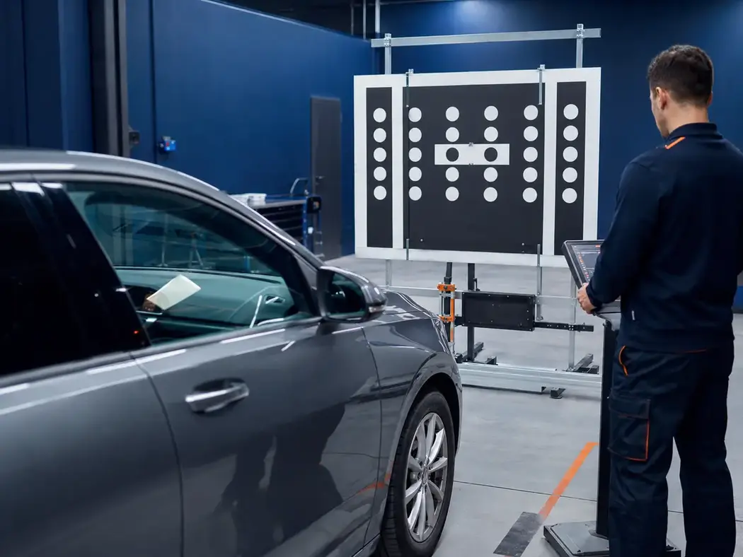 Calibrage ADAS d’un pare-brise automobile en atelier